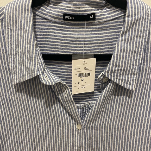 Striped blue and white women’s blouse linen blend - Picture 2 of 10